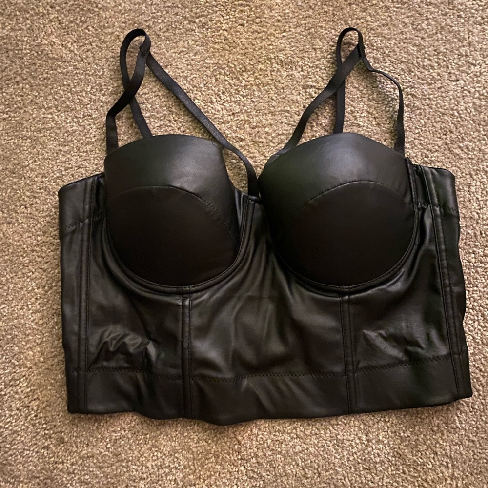 faux leather crop top